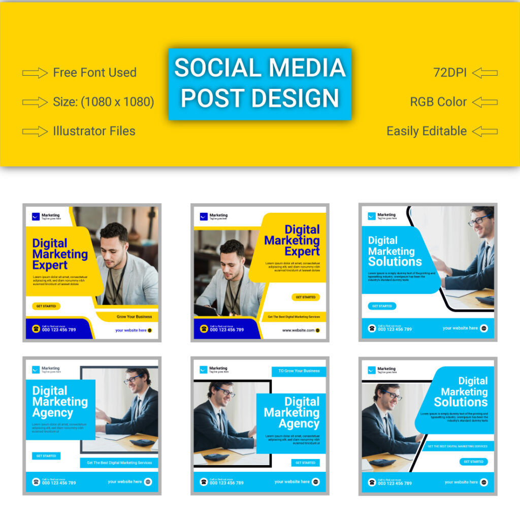 Social Media Posts Template Design - MasterBundles
