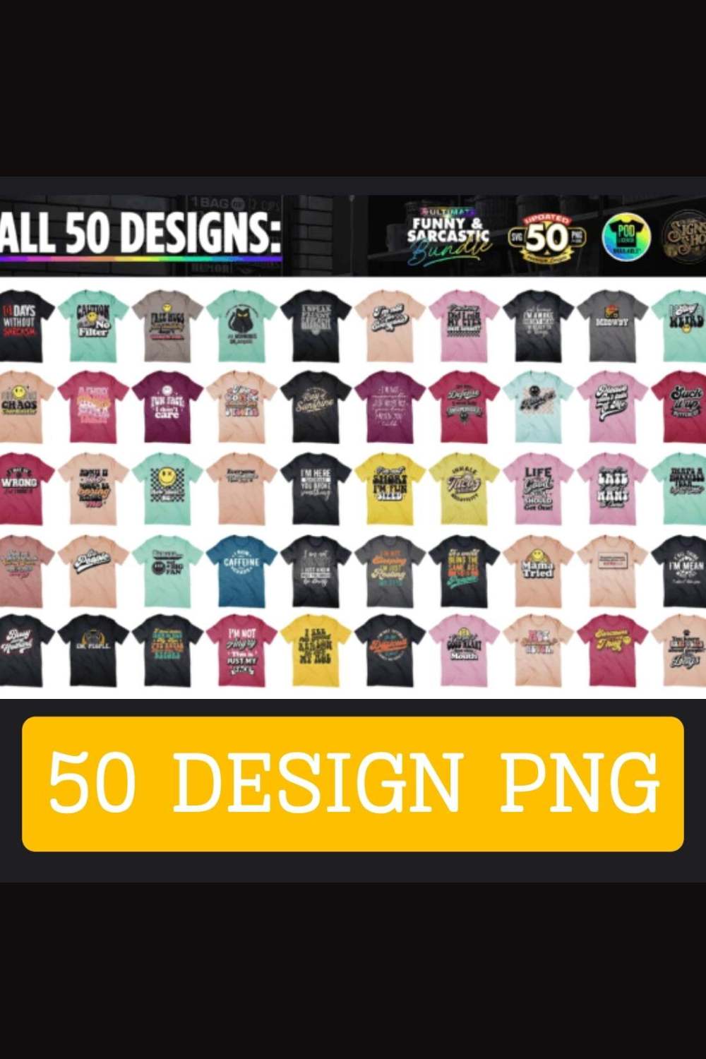 50 designs ready to print pinterest preview image.