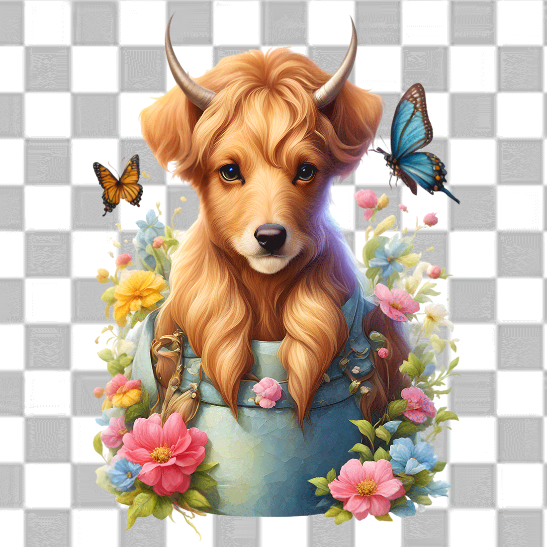 Evil Dog in Spring Bucket Clipart preview image.