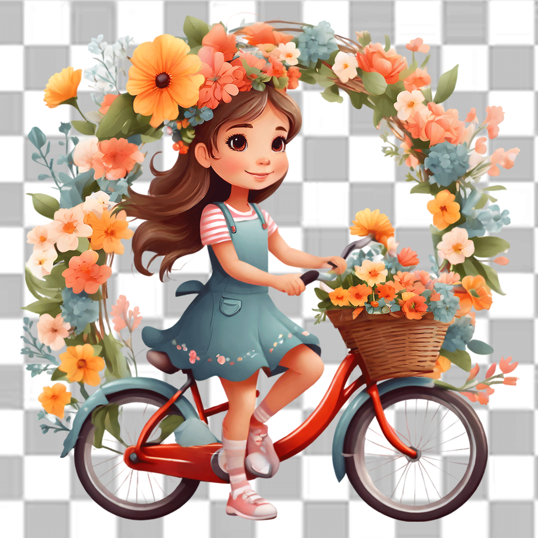 Cycling Girl Clipart preview image.