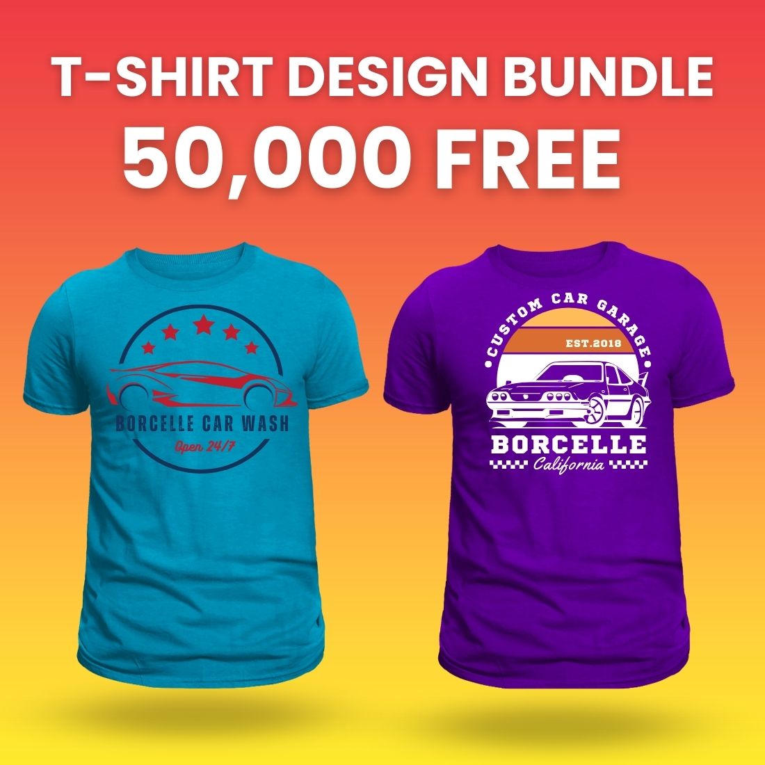 50,000+ Editable T-Shirt Designs Mega Bundle preview image.