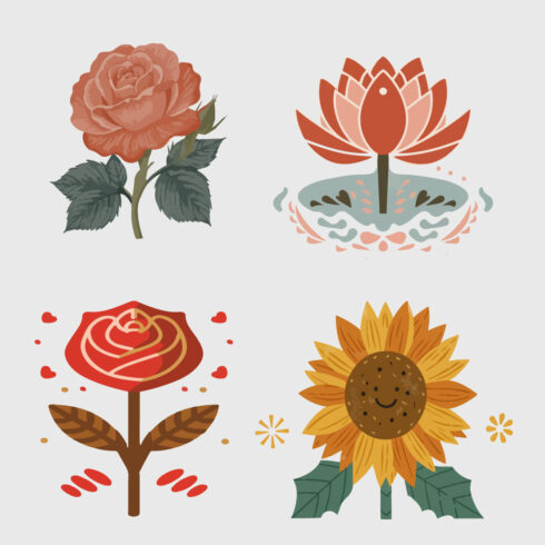 Flower vector, move any where cover image.