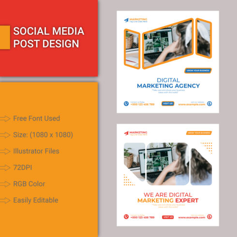 Digital marketing Social Media Posts design template cover image.