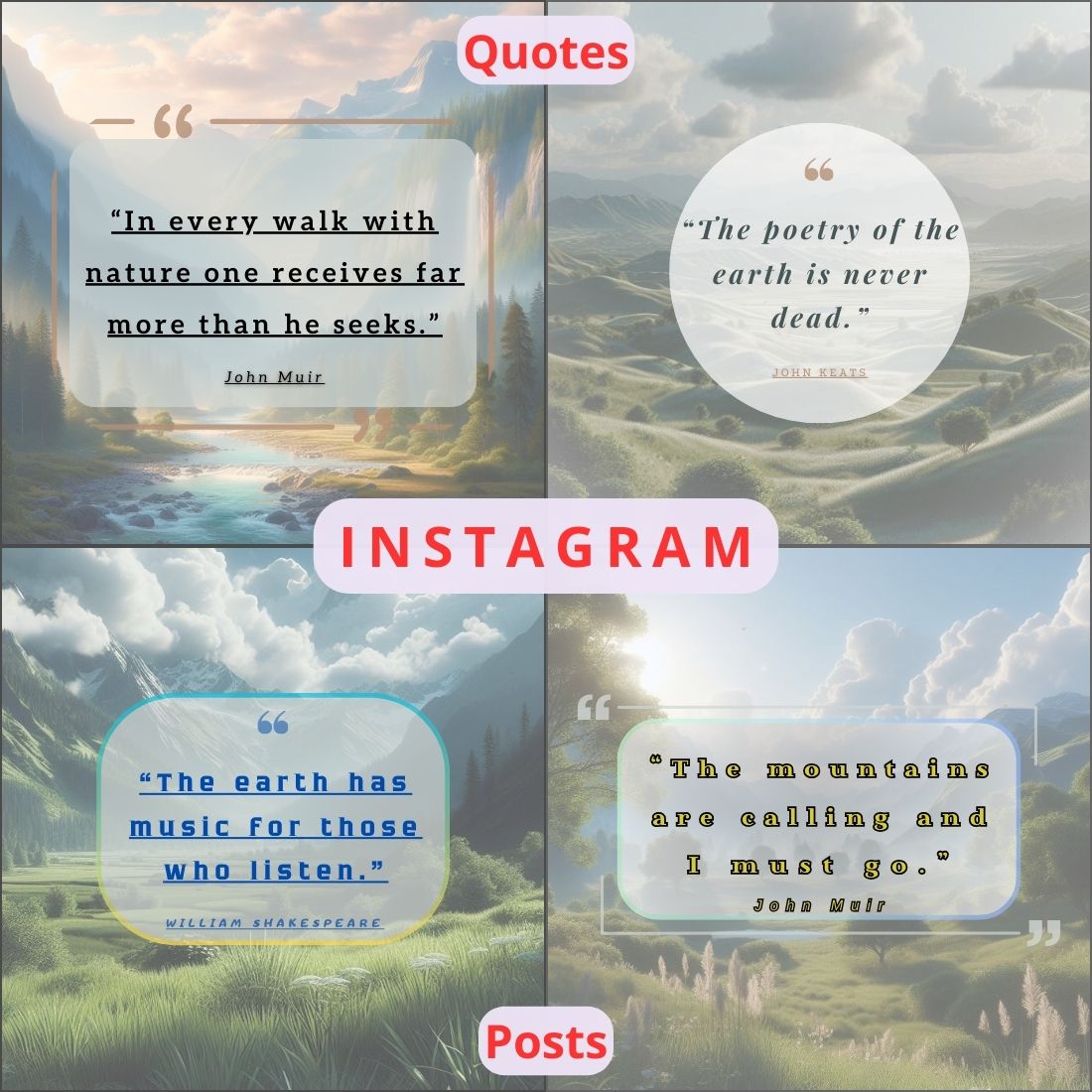 Quotes For Instagram Set Of 15 Nature Posts For Instagram cover image.