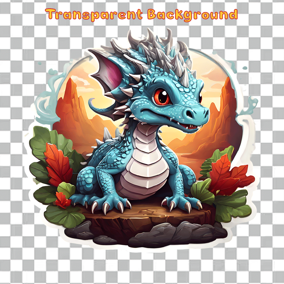 Cute Dragon Stickers 3 PNG preview image.