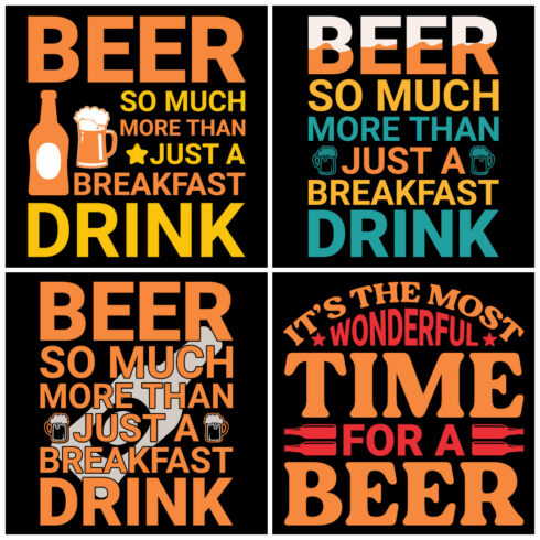Beer Typography And Graphics T Shirt Design Bundle cover image.