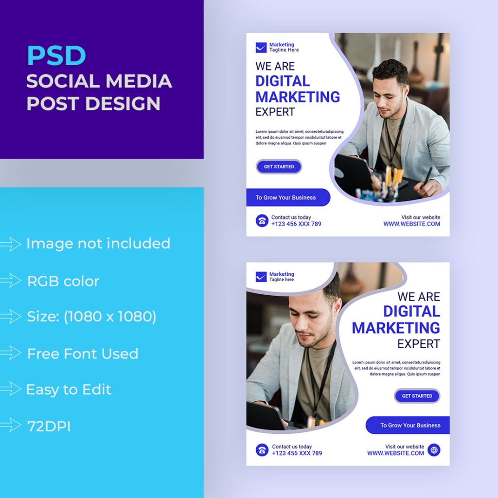 Digital marketing Social Media Post Design Template - MasterBundles