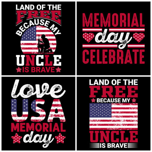 Premium Memorial Day Typography And Graphics T Shirt Design Bundle cover image.