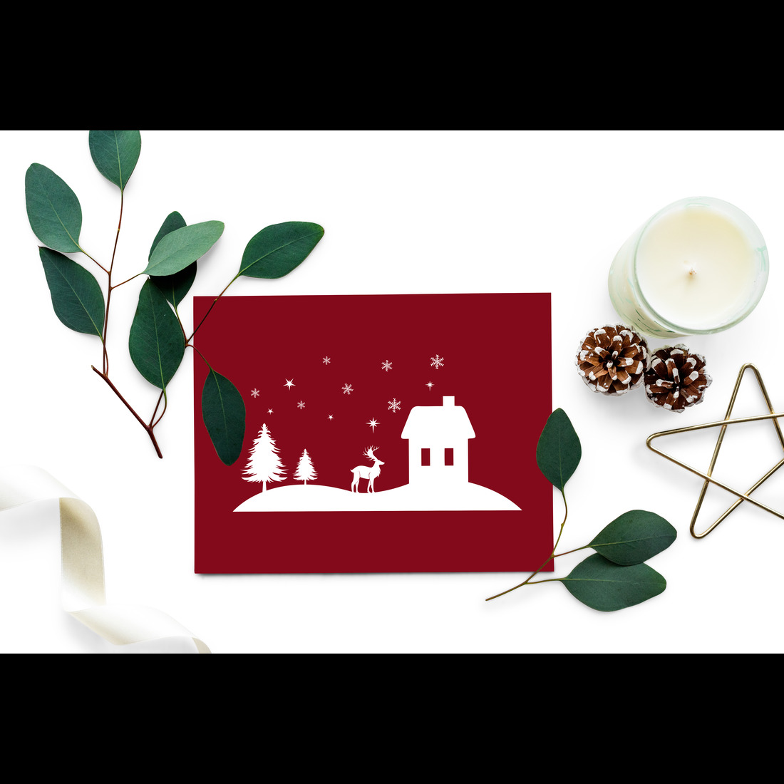 Festive Christmas SVG Design Bundle, Enchanting Winter Landscape SVG Bundle with Santa and Reindeer preview image.