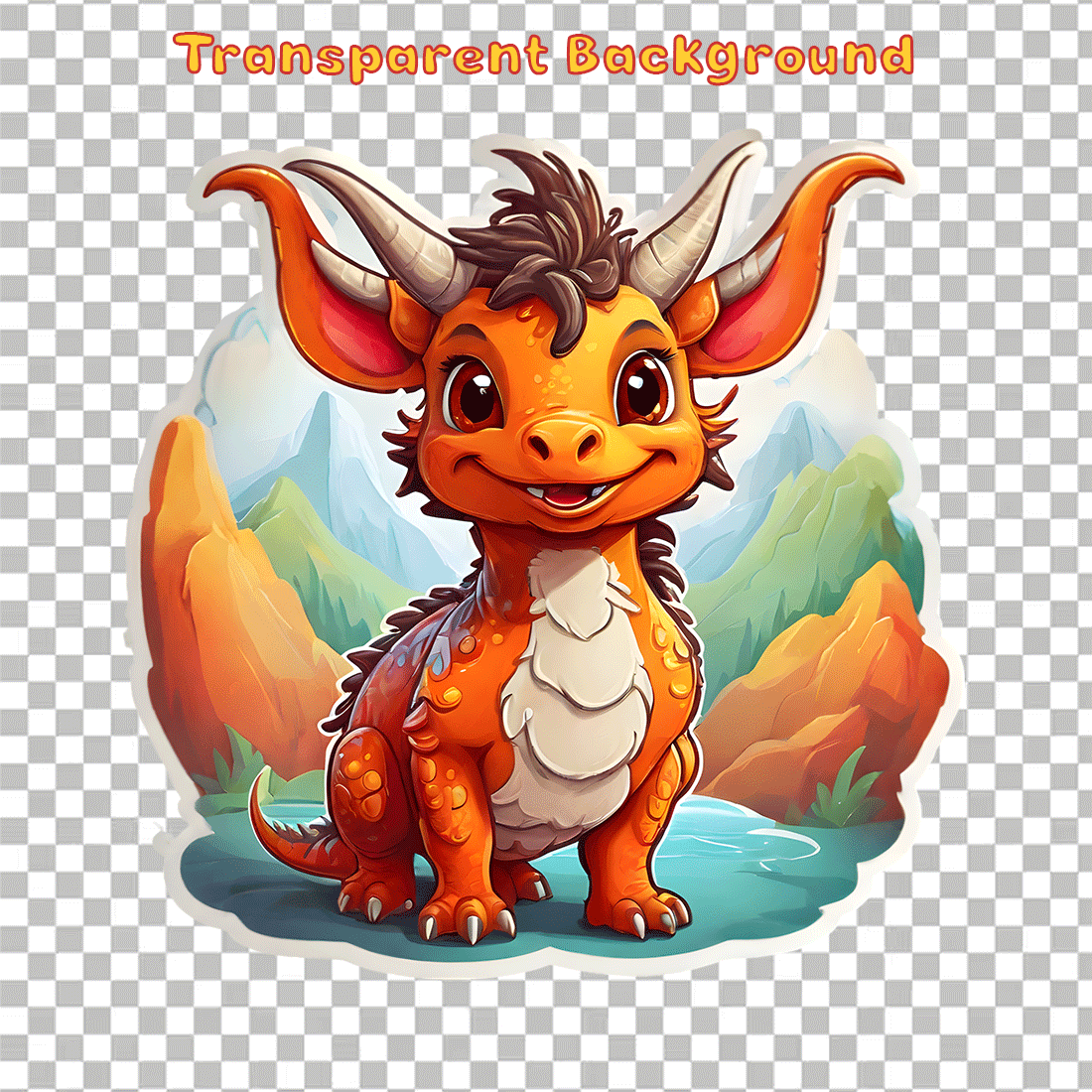 Cute Dragon Stickers 4 PNG preview image.