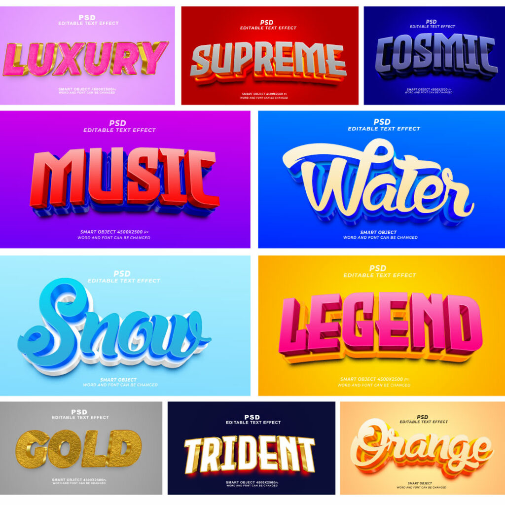 Bundle PSD 3D editable text effect - MasterBundles