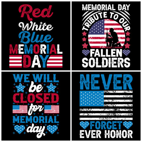 Premium Memorial Day Typography And Graphics T Shirt Design Bundle cover image.