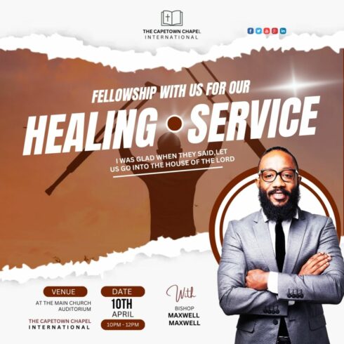 1 Instagram sized Canva Church Healing Service Design Template Bundle – $4 cover image.