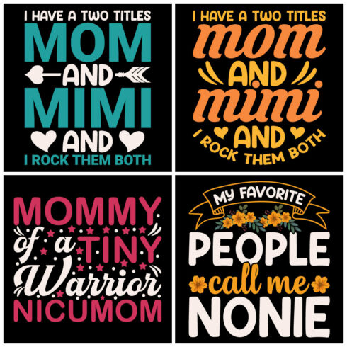 Premium Mothers day Typography And Graphics T Shirt Design Bundle cover image.