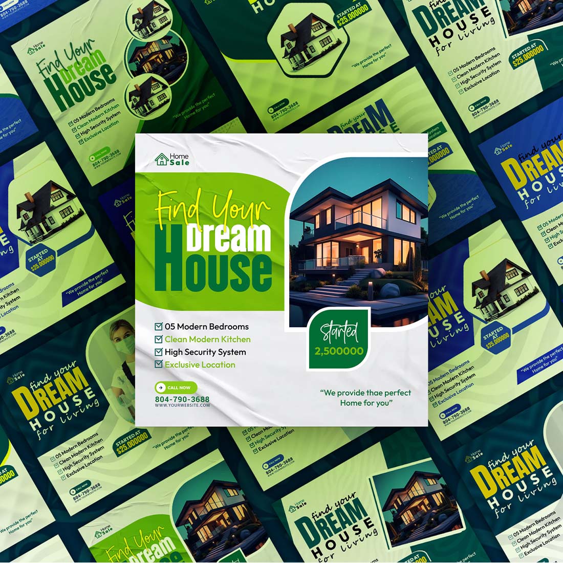 Home Sale Construction Company Social Media Promotion Template preview image.