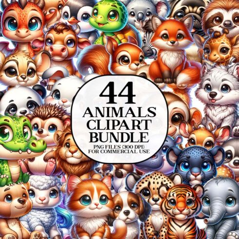 Cute Animals Clipart Bundle | Animals Clipart | PNG Bundle cover image.