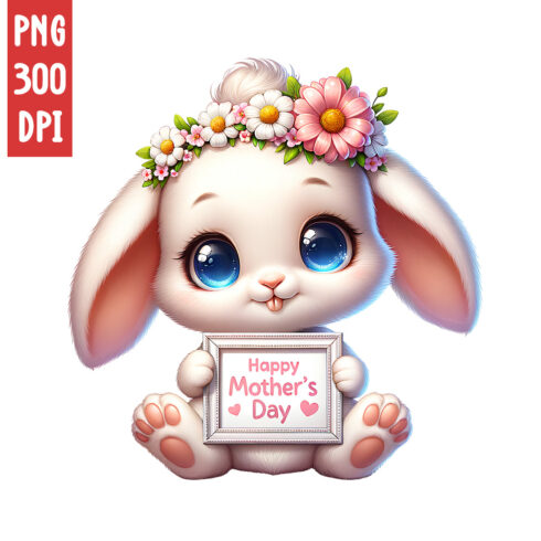 Mother's Day Animal Clipart | Cute Rabbit with frame clipart | PNG cover image.