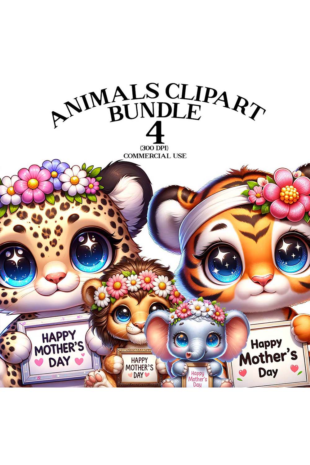 Mothers Day Animals Clipart Bundle | Clipart Bundle pinterest preview image.