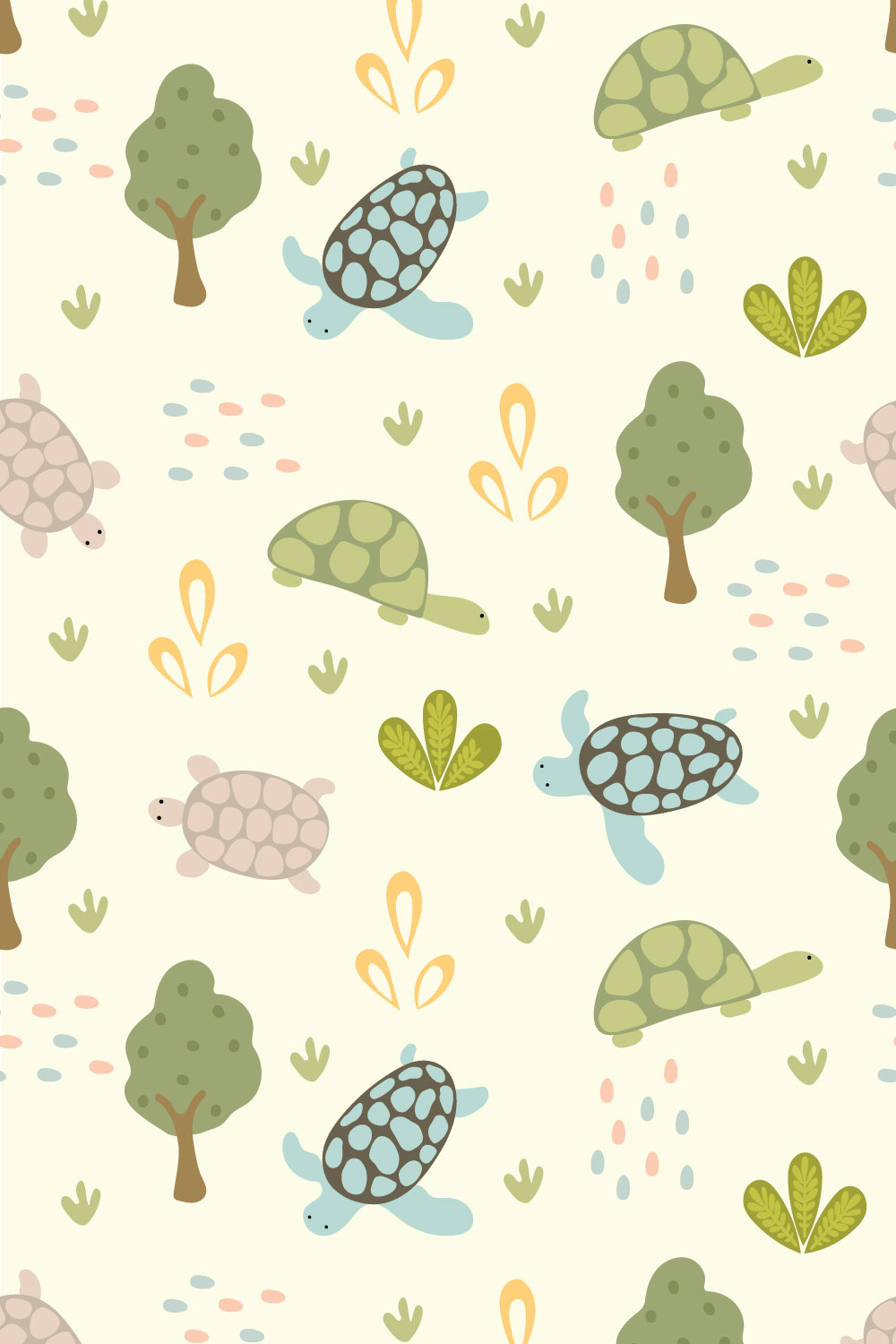 Turtle Seamless Pattern pinterest preview image.