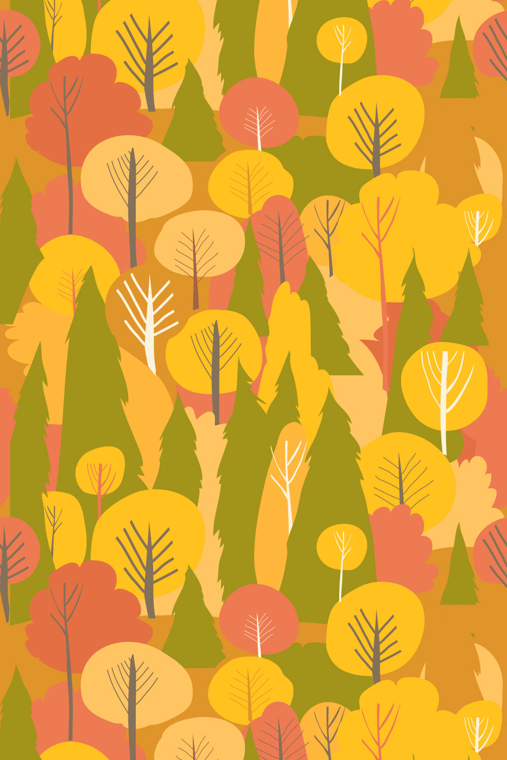 Seamless Vector Autumn Forest Pattern pinterest preview image.