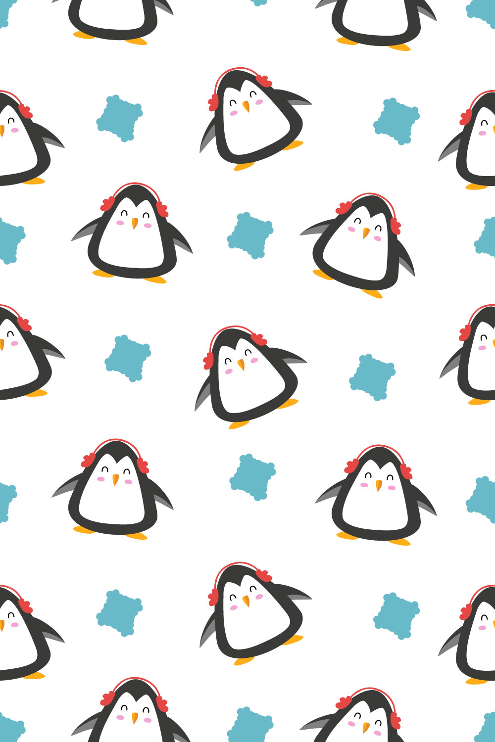 Smiley Penguin Seamless Pattern pinterest preview image.