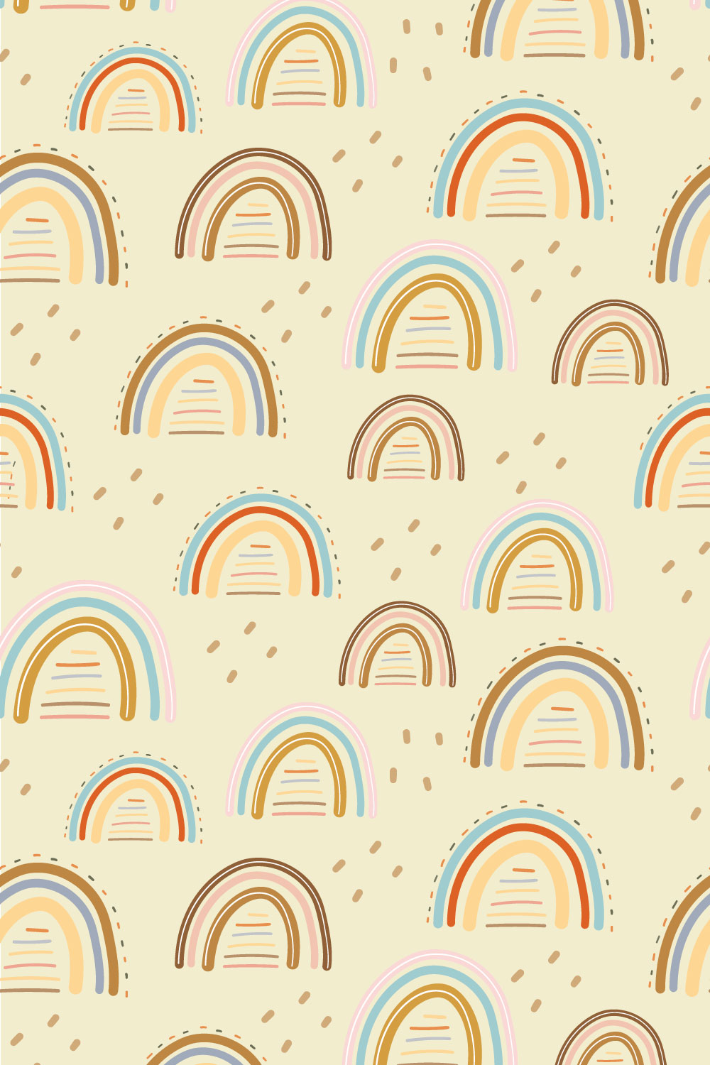 Rainbow Doodle Seamless Pattern pinterest preview image.