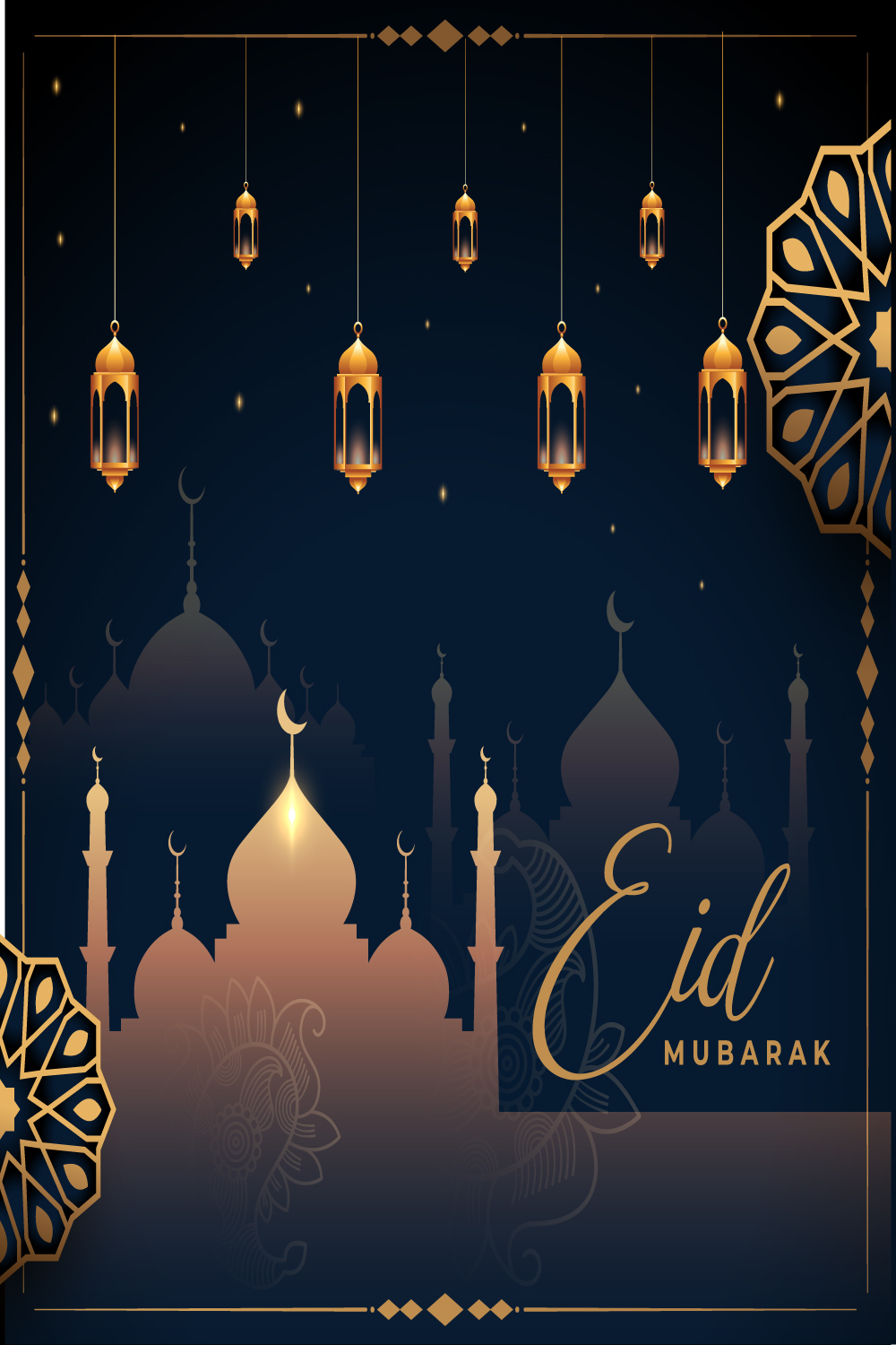 6 Eid Mubarak islamic background/cards bundle pinterest preview image.