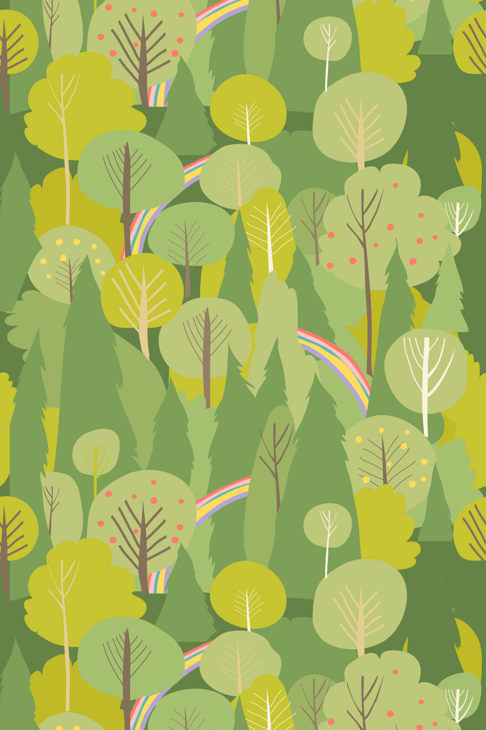 Seamless Vector Summer Forest Pattern pinterest preview image.
