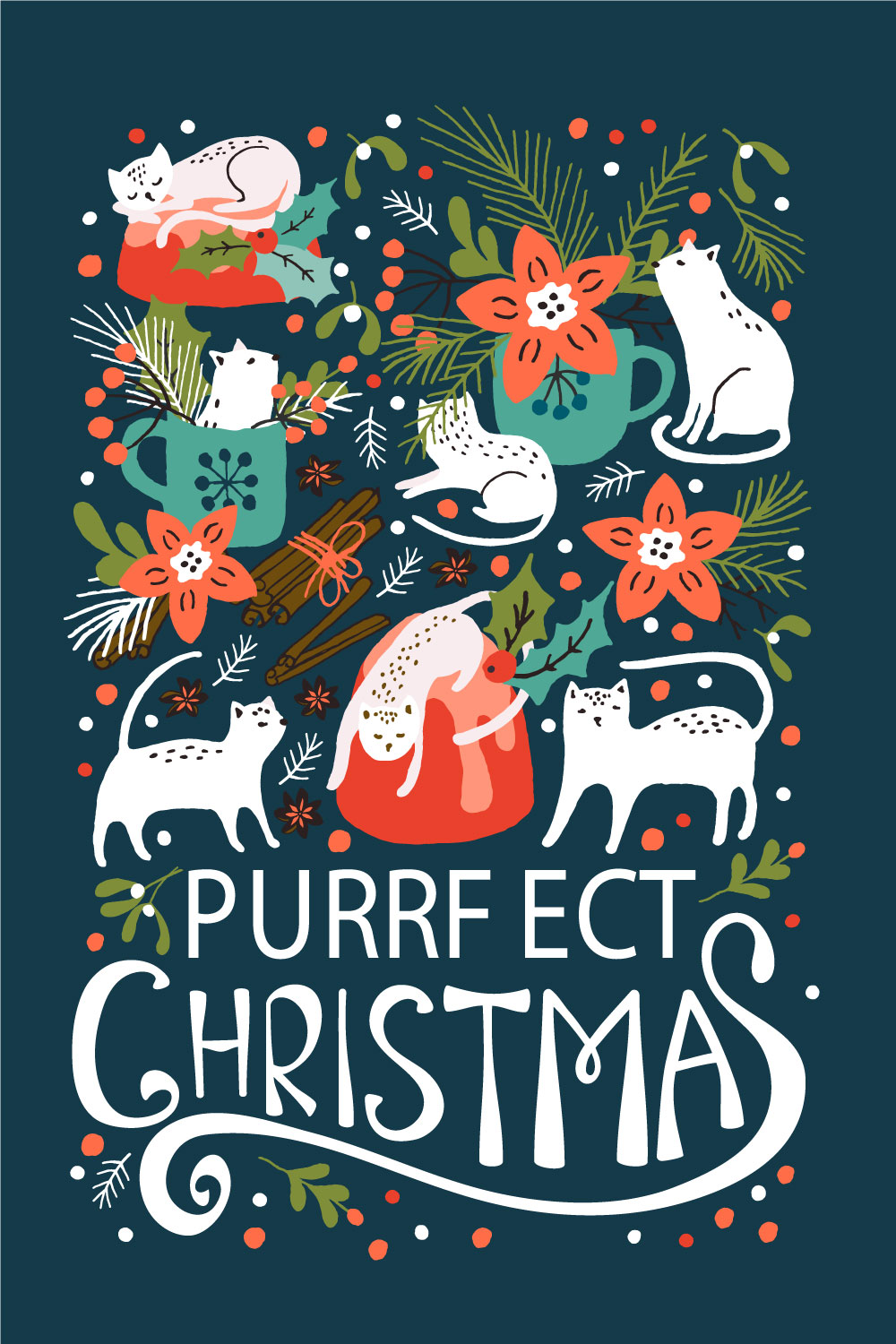 Spicy Kittens Christmas Card and Pattern pinterest preview image.