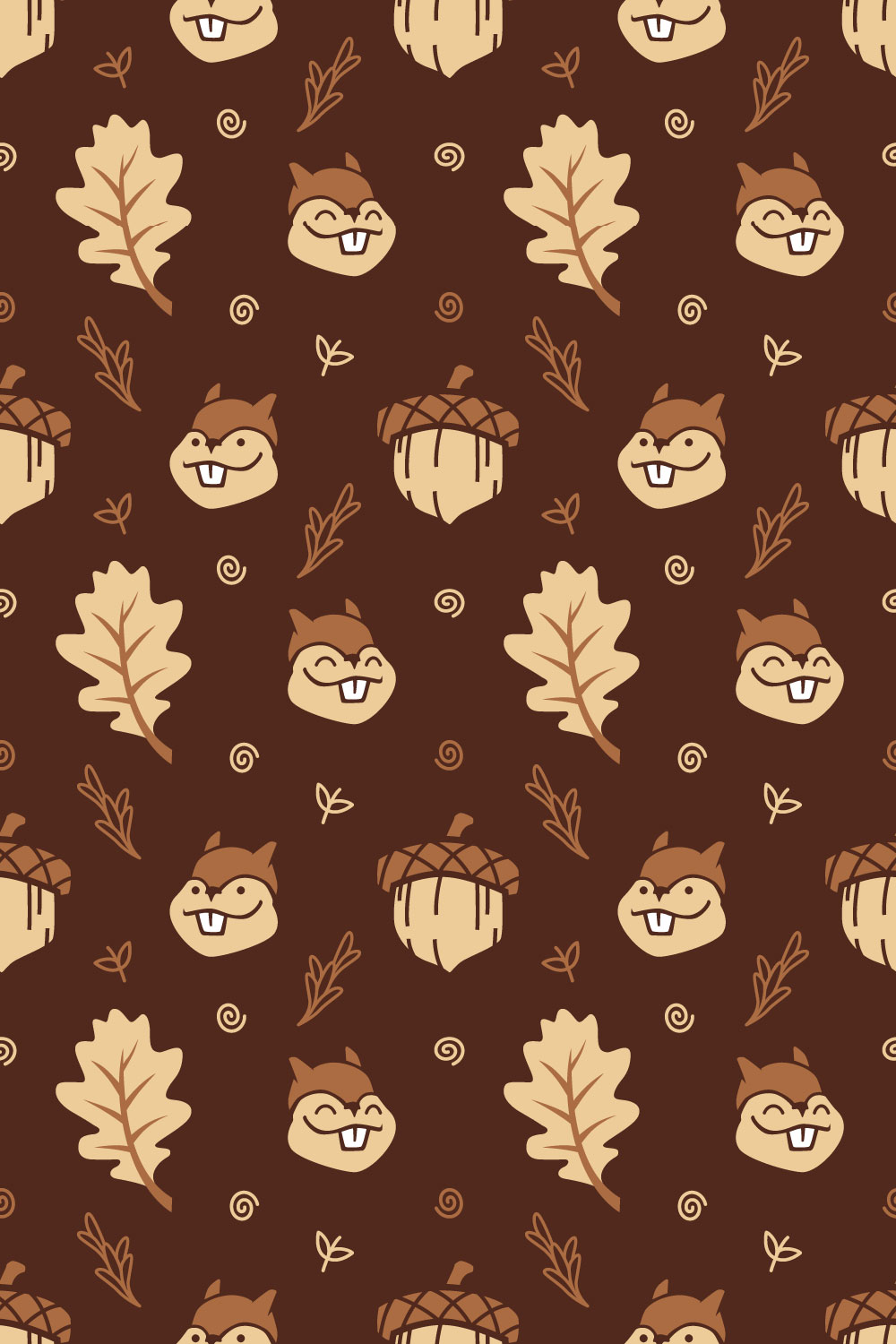 Squirrel Cartoon Vector Seamless Pattern pinterest preview image.