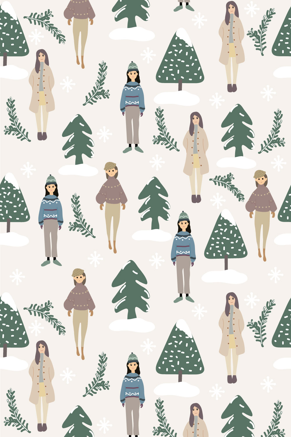 Winter Seamless Pattern pinterest preview image.