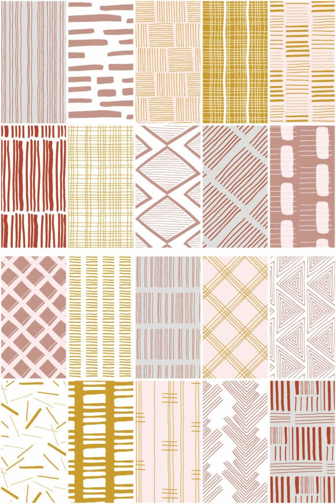 Sunset Lines Hand Drawn Patterns - MasterBundles