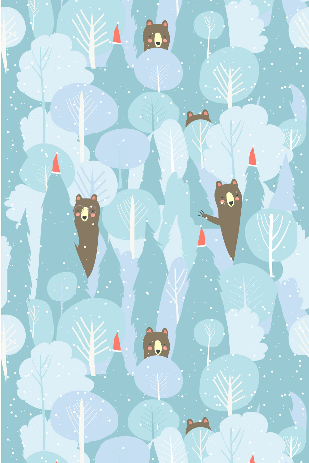 Seamless Vector Winter Forest Pattern Christmas pinterest preview image.