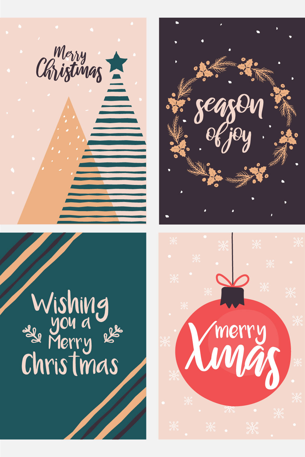 Modern Hand Drawn Christmas Cards pinterest preview image.
