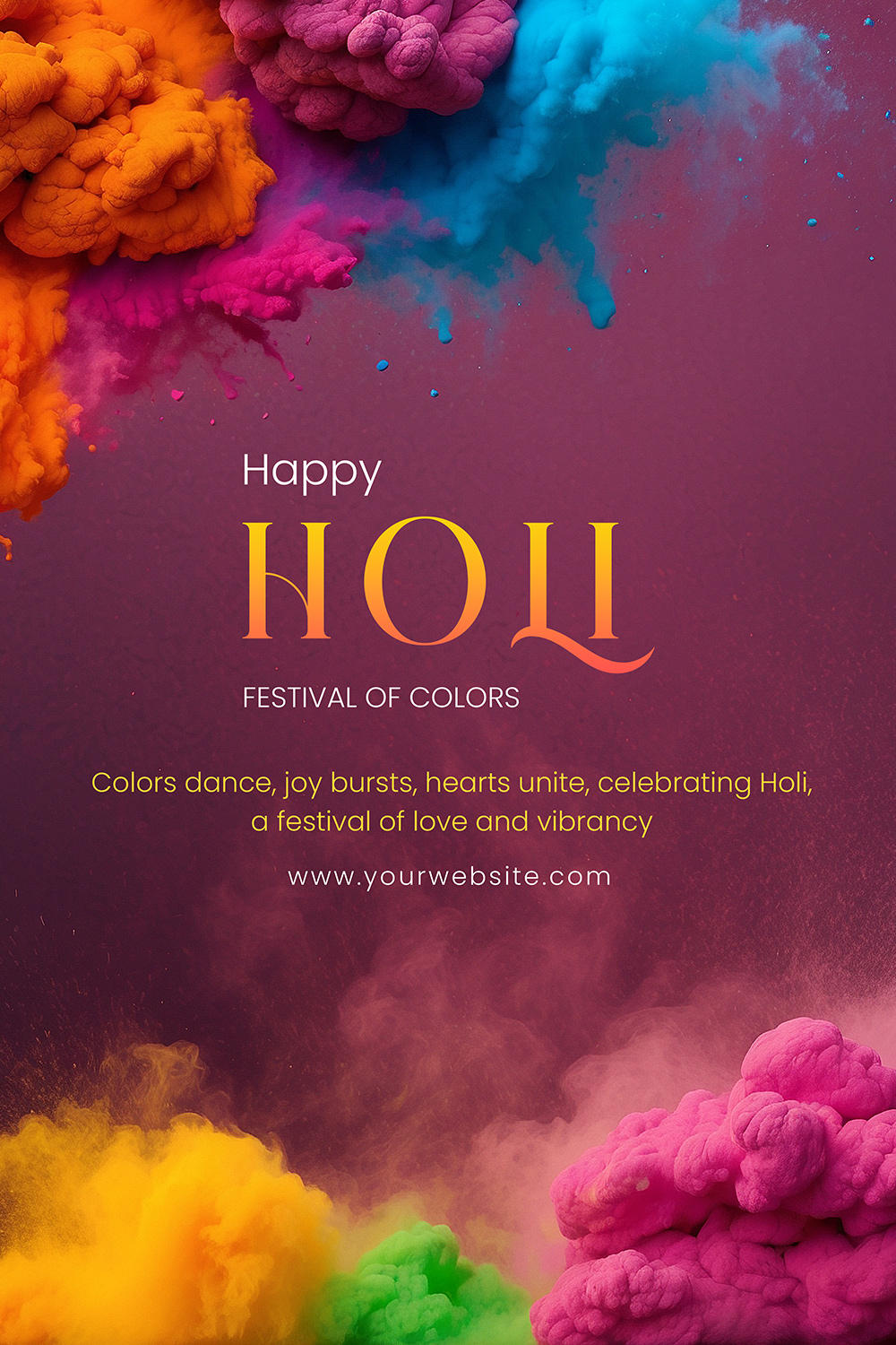 Concept of the Holi festival pinterest preview image.
