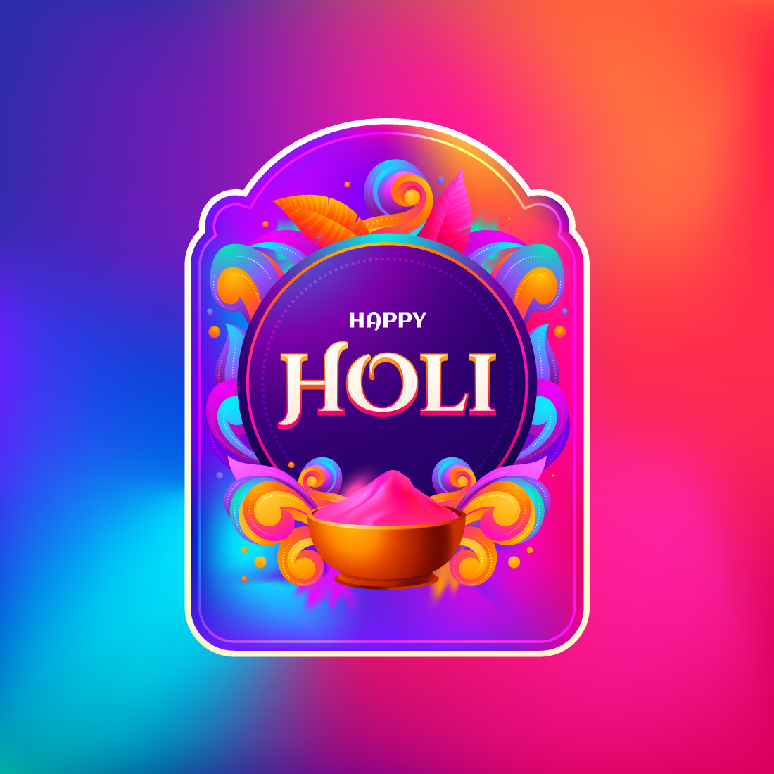 Holi festival labels with a gradient-style twist preview image.