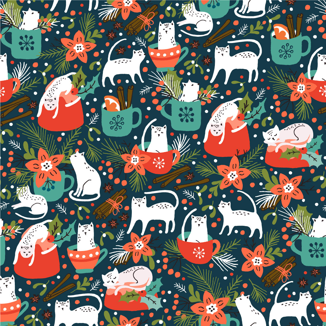 Spicy Kittens Christmas Card and Pattern preview image.