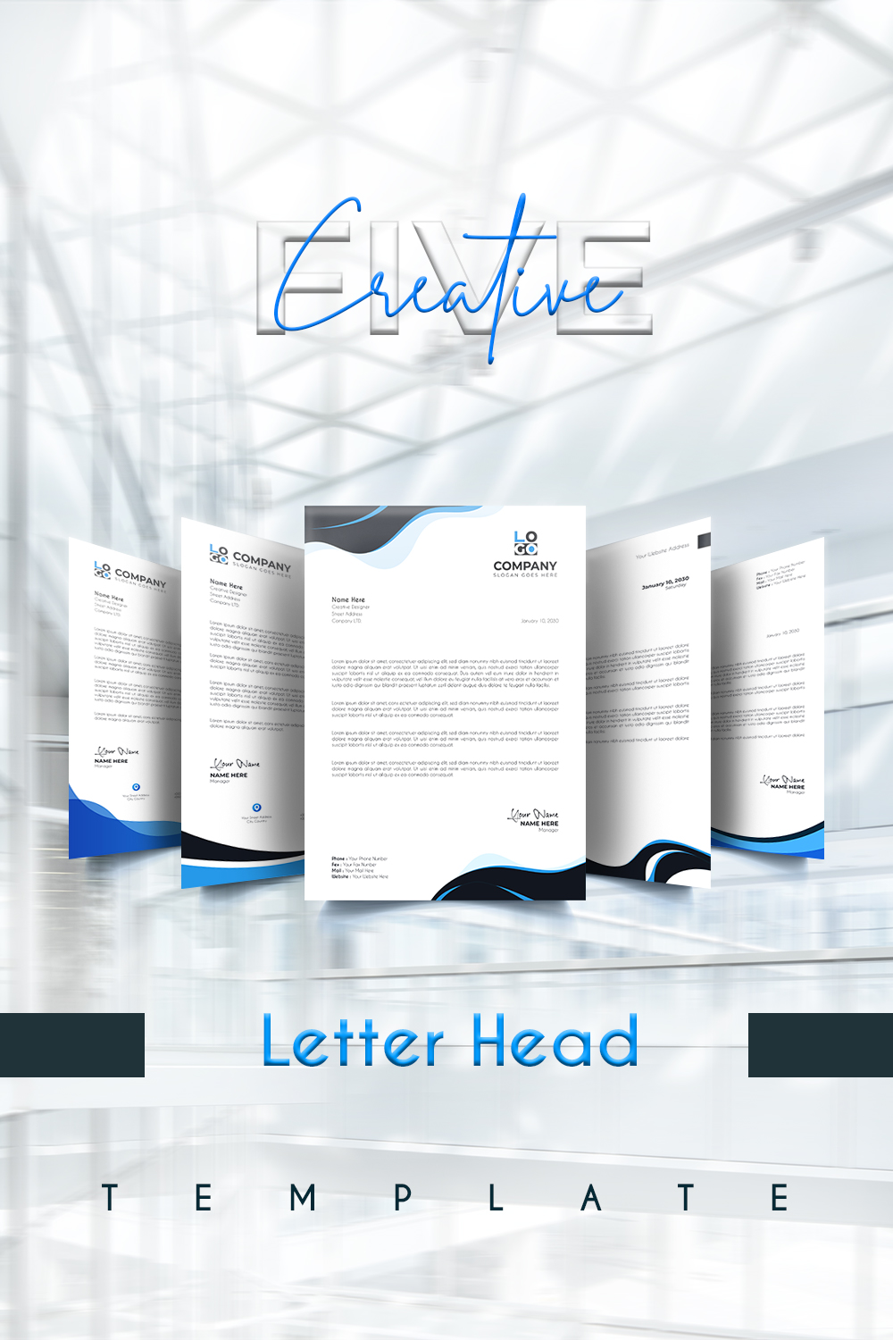 Professional Corporate Business Letter Head Template pinterest preview image.