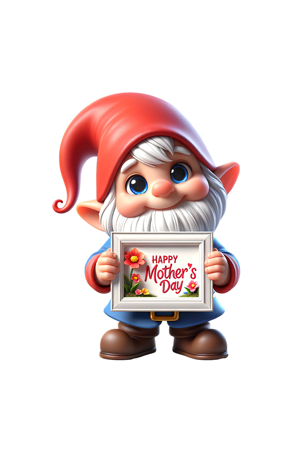Mother's Day Clipart | Cute Gnome with frame clipart | PNG pinterest preview image.