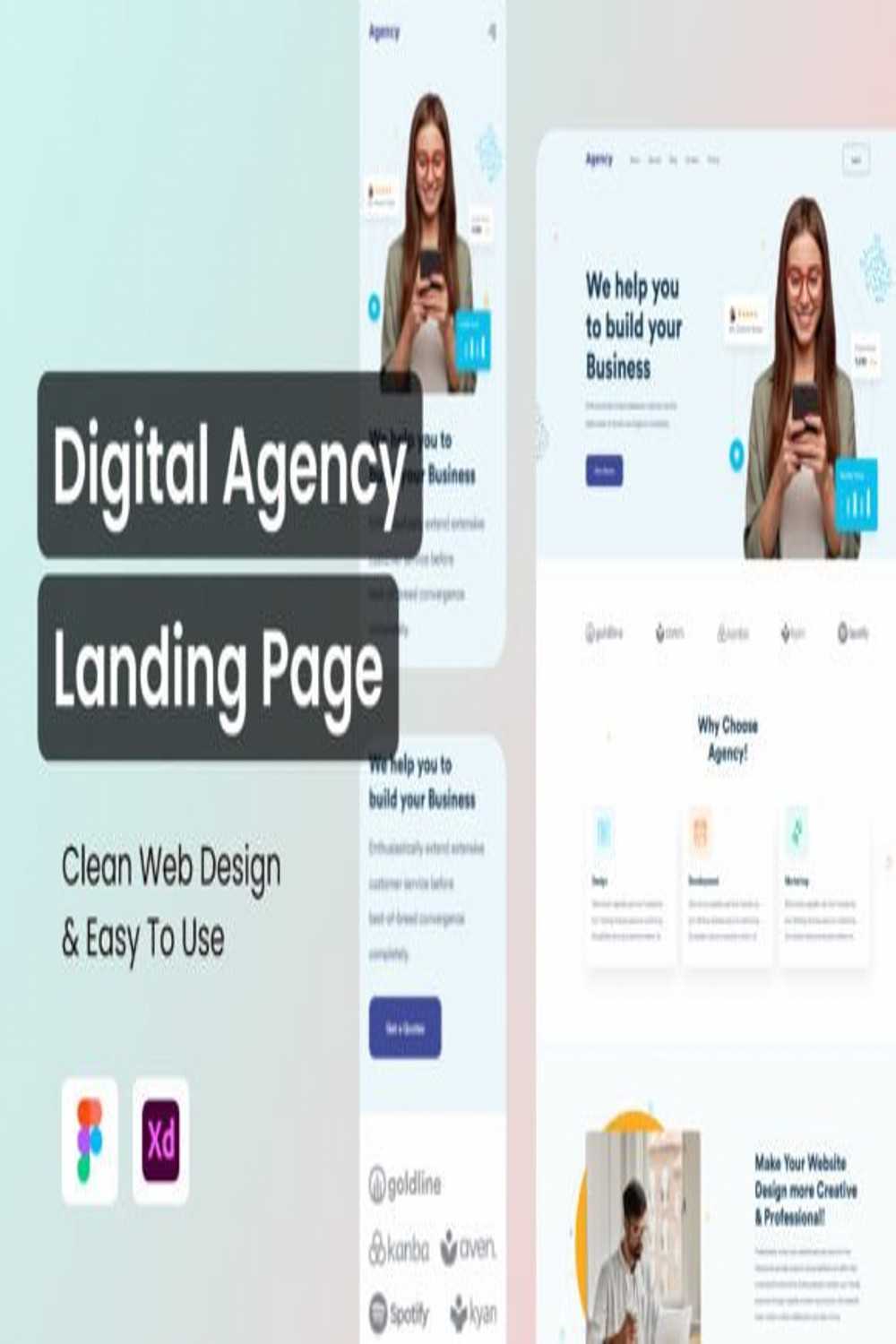 Digital Agency Web Landing Page pinterest preview image.