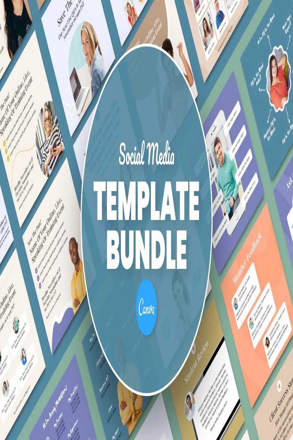 Social Media Canva Template Bundle Reselling Rights pinterest preview image.