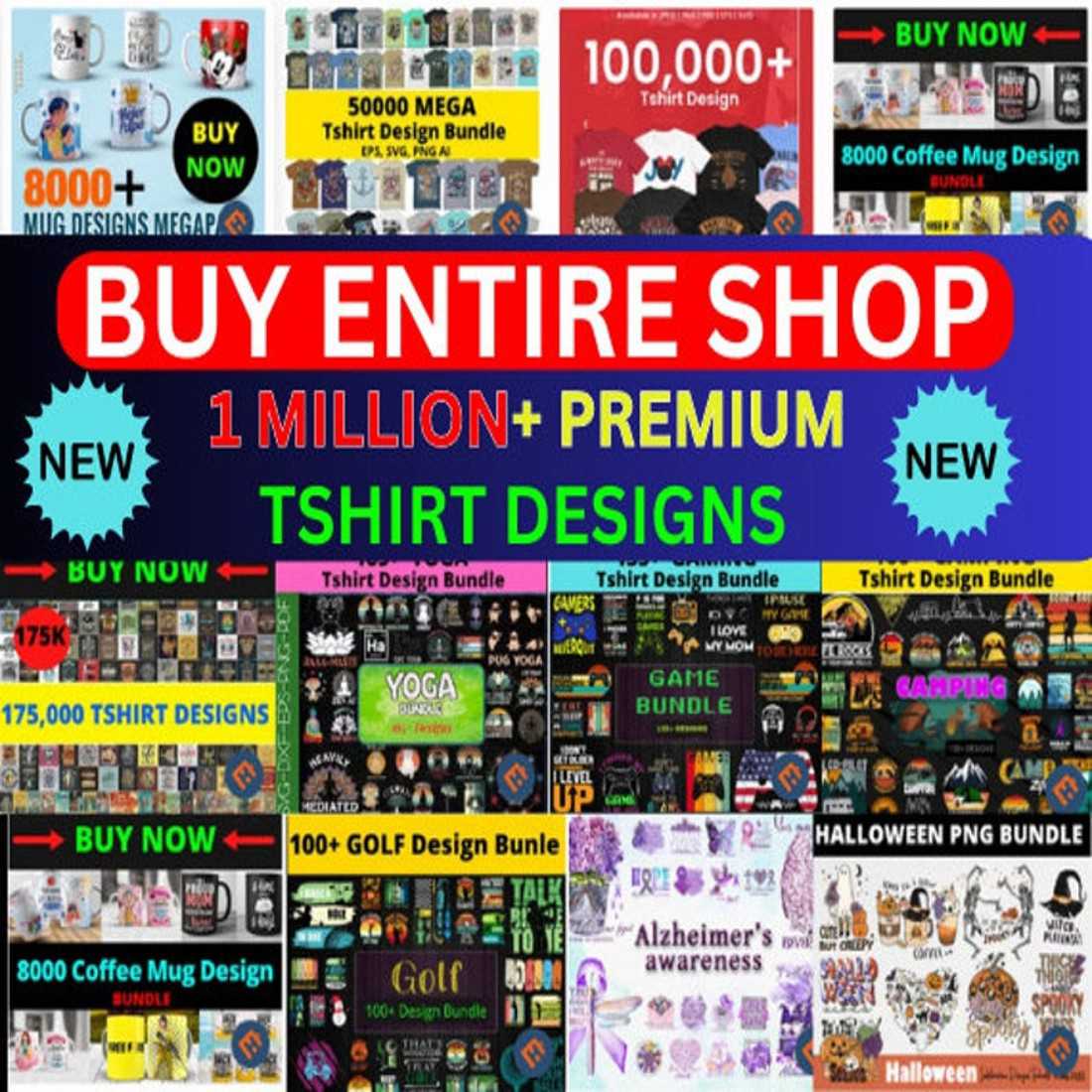 One Million T-shirt Designs Bundle Reselling Rights preview image.