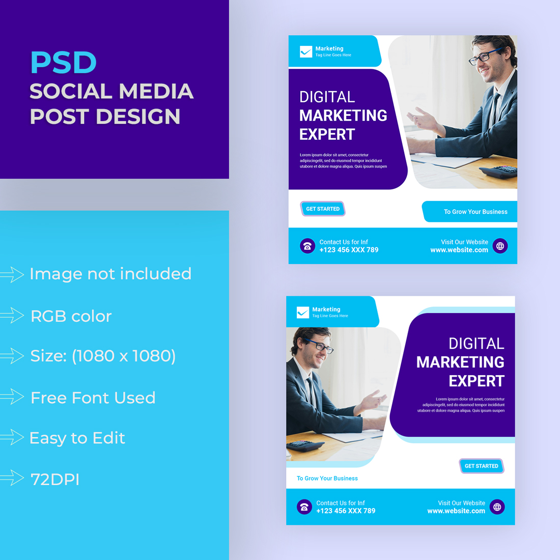Digital marketing Social Media Post Design Template preview image.