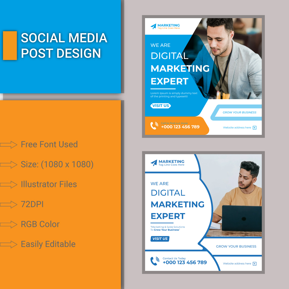 Social Media Square Template preview image.