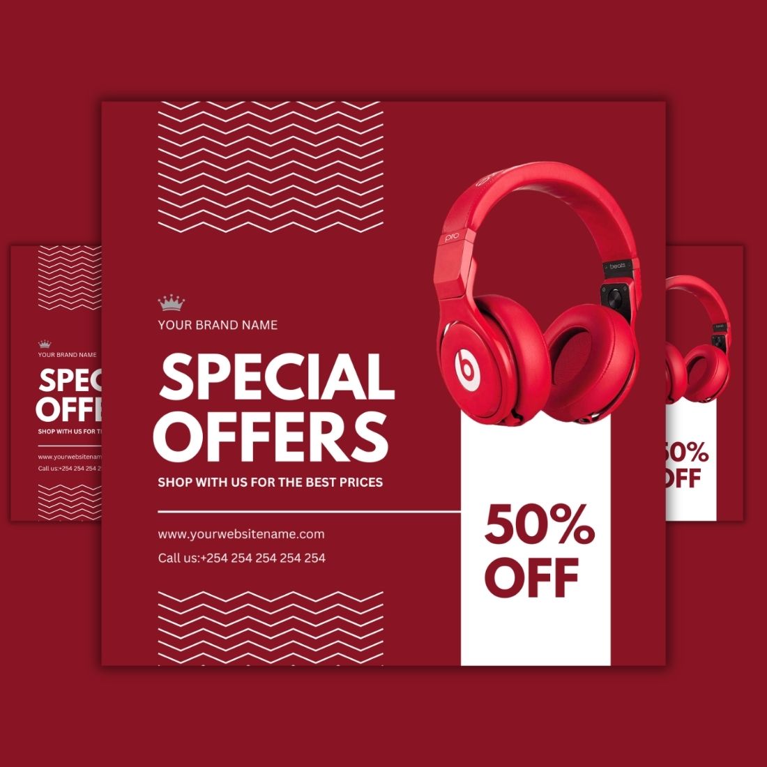 1 Instagram sized Canva Headphones Special Offer Design Template Bundle – $4 preview image.
