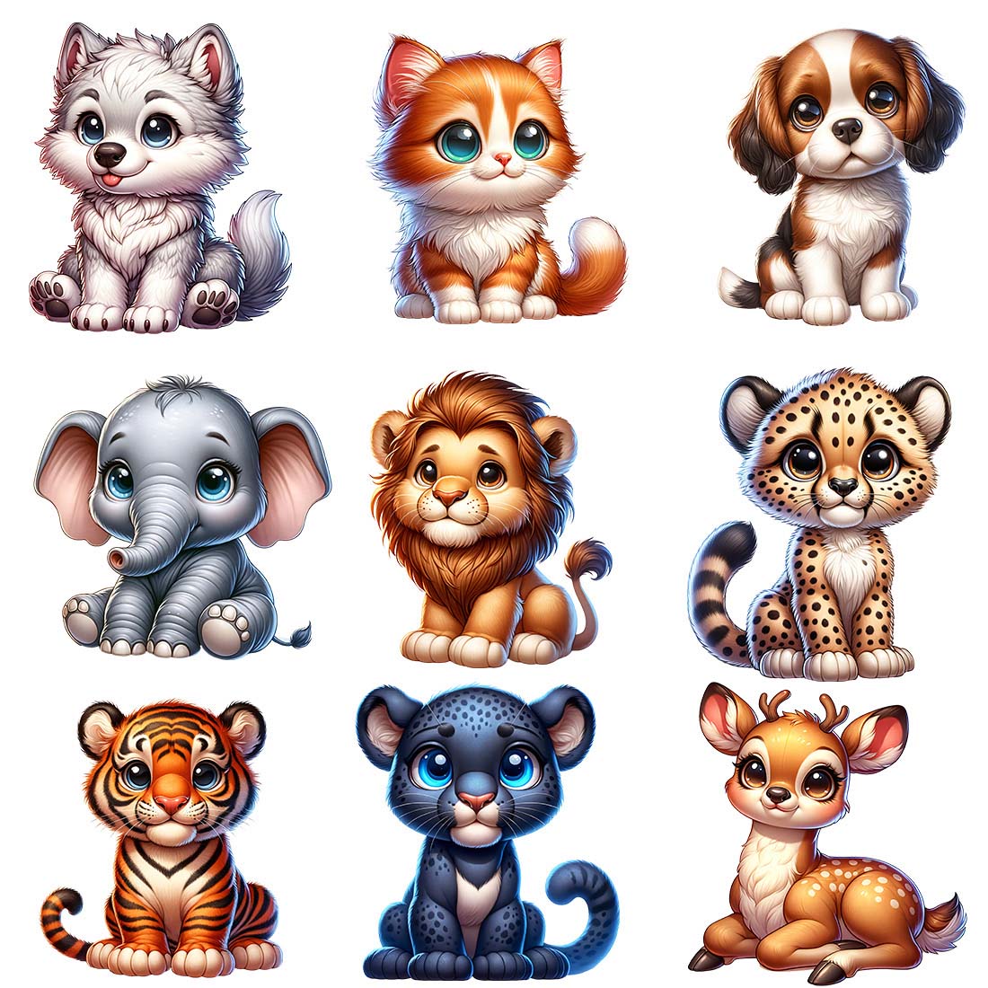 Cute Animals Clipart Bundle | Animals Clipart | PNG Bundle preview image.