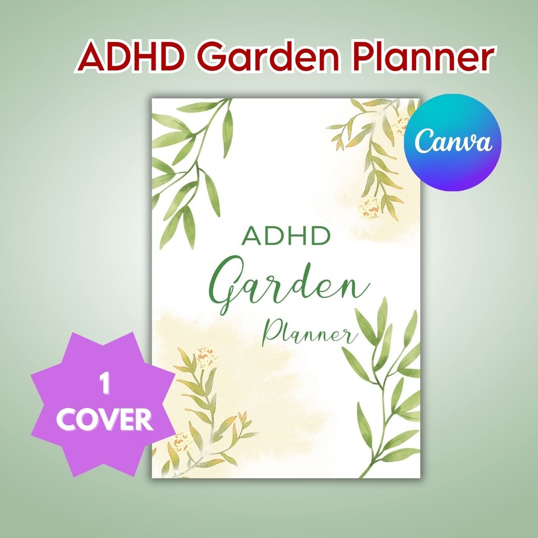 ADHD Garden Planner - Canva Template preview image.