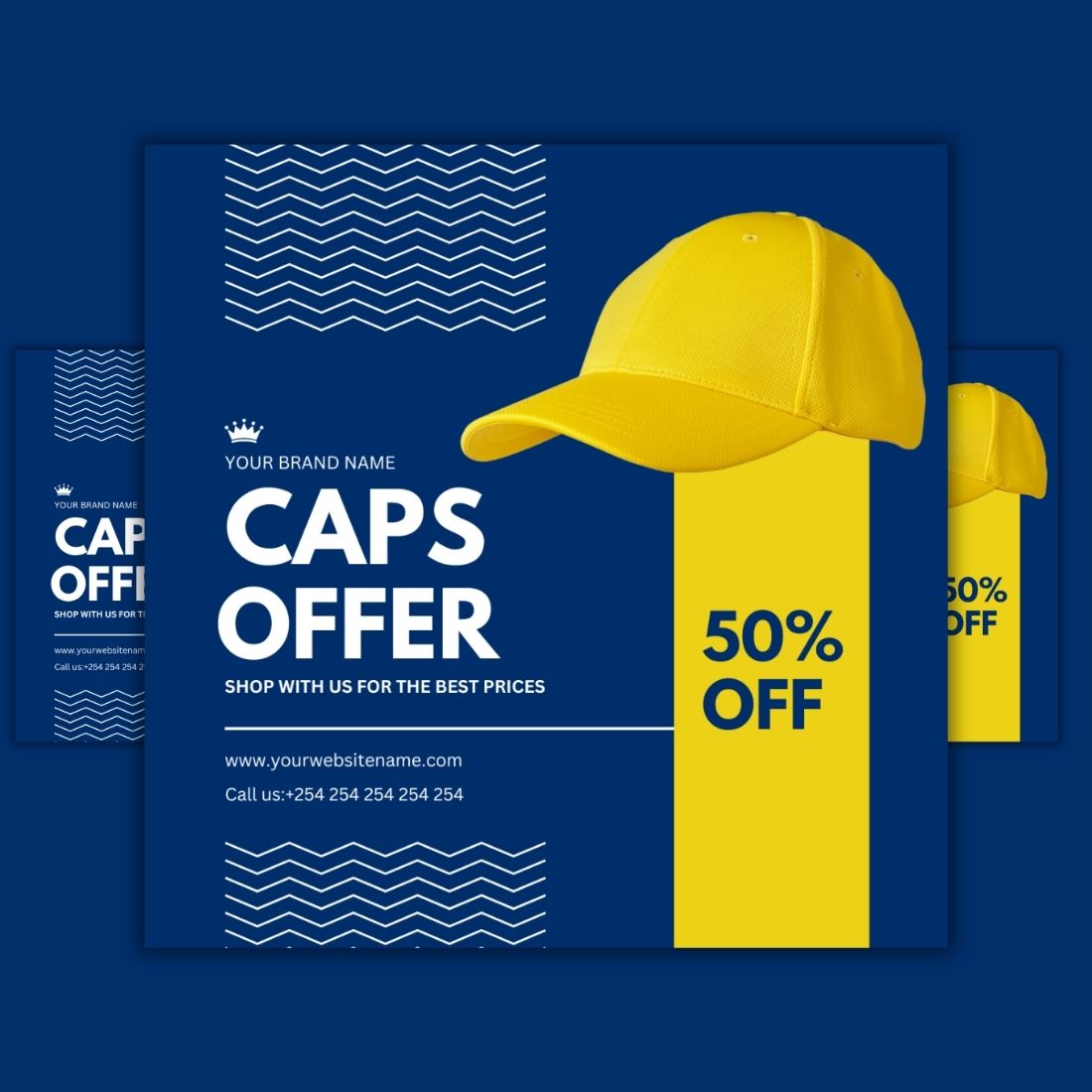 1 Instagram sized Canva Caps Offer Sale Design Template Bundle – $4 preview image.