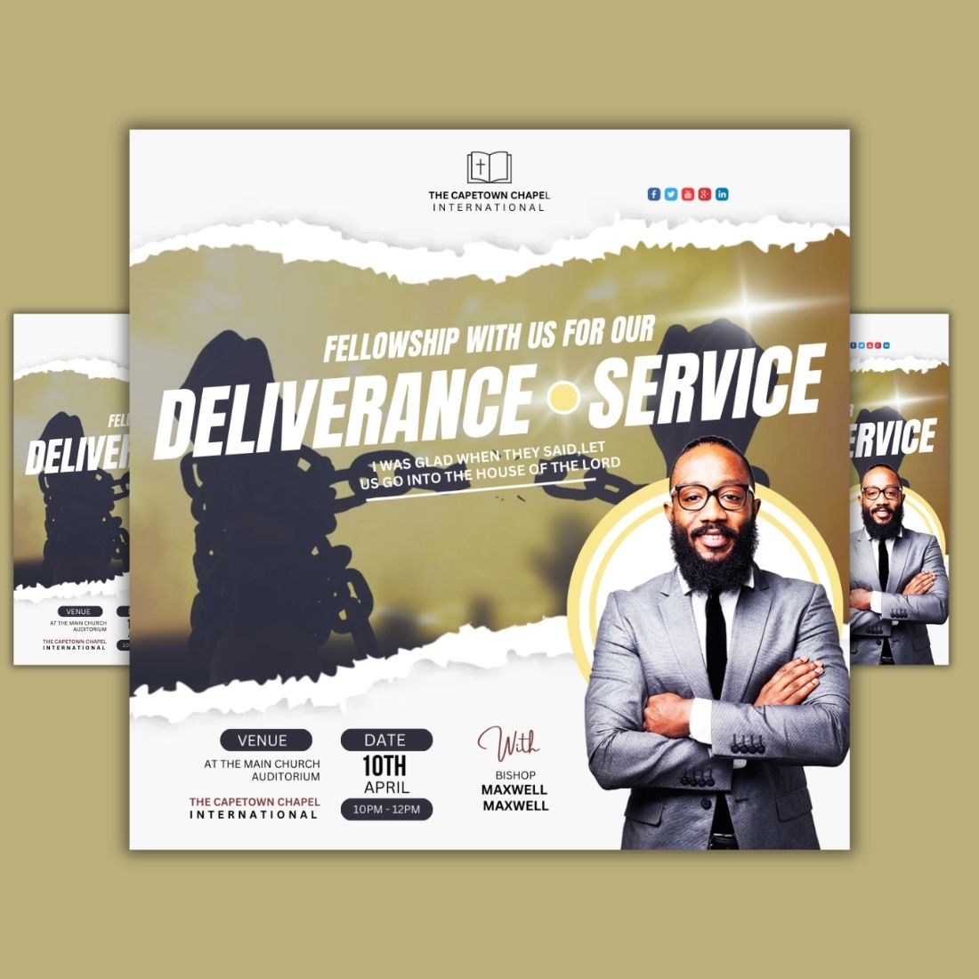 1 Instagram sized Canva Church Deliverance Service Design Template Bundle – $4 preview image.