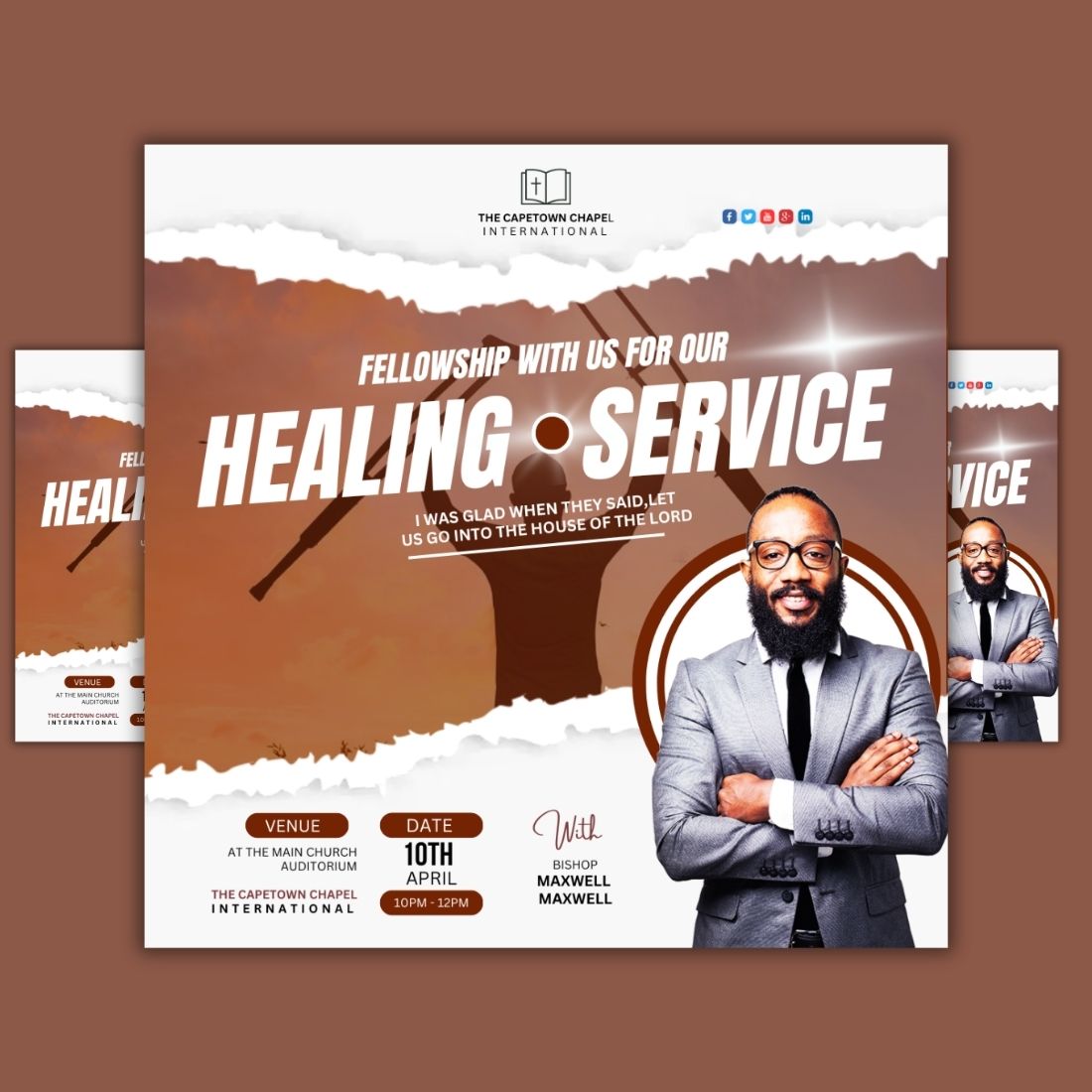 1 Instagram sized Canva Church Healing Service Design Template Bundle – $4 preview image.